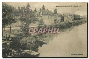 Old Postcard Marcilly sur Seine Quays