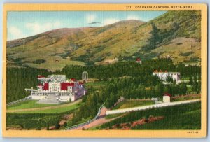 Butte Montana MT Postcard Columbia Gardens Mountain Tree Lined Scene 1949