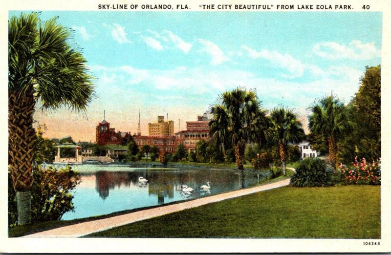 Florida Orlando Skyline From Lake Eola Park Curteich