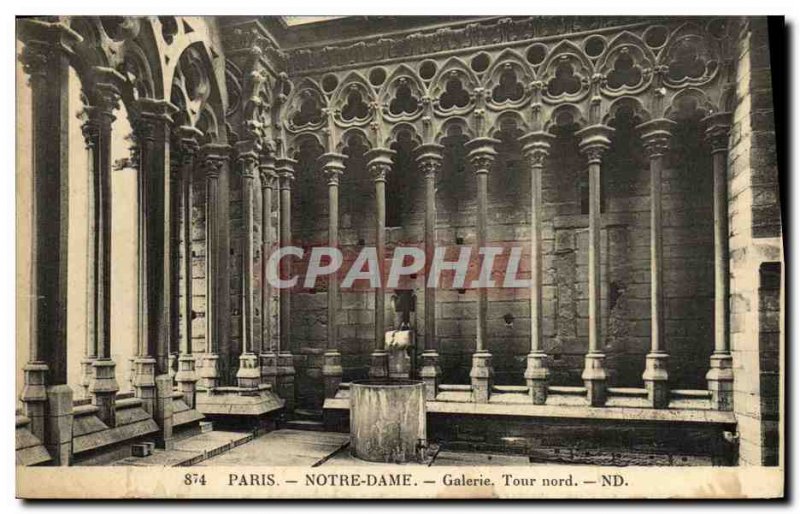 Postcard Old Paris Notre Dame Church Gallery North Tower