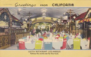 Greetings From California Interior Lucca Restaurant Los Angeles 1941