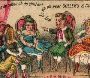 1877 Sollers & Co.'s Shoes & Slippers Comical Children Fab! P221
