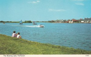 Children Watching Speedboats at Boating Lake Fairhaven Lancs 1970s Postcard