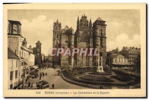 Old Postcard Rodez The Cathedral and the Square