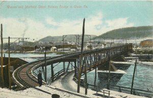 Postcard 1911 Pennsylvania Glade Warren Sheffield Railroad Bridge PA24-836