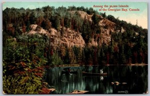 Postcard Georgian Bay Ontario c1910 Among The 30,000 Islands Scenic View Canoes