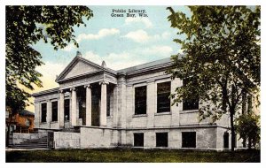 Postcard LIBRARY SCENE Green Bay Wisconsin WI AQ9390