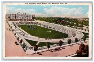 Erie Academy High School Building & Stadium Pennsylvania PA WW2 Message Postcard