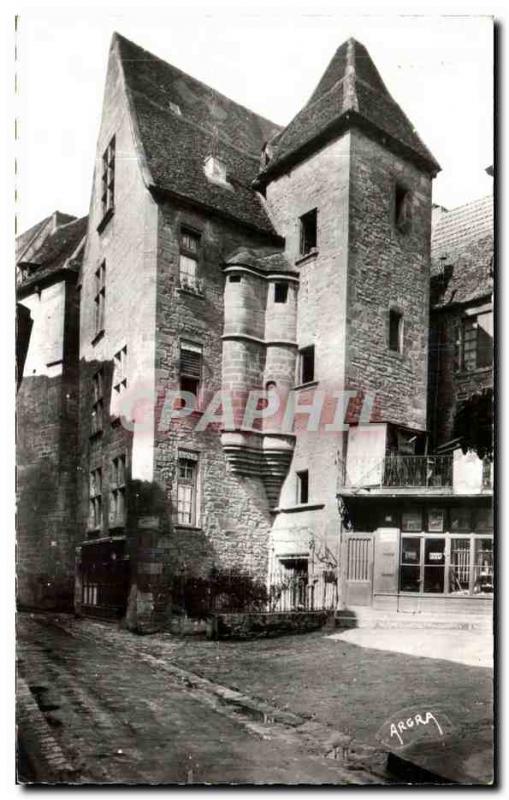 Postcard Old Sarlat Hotel from 15th century street consuls