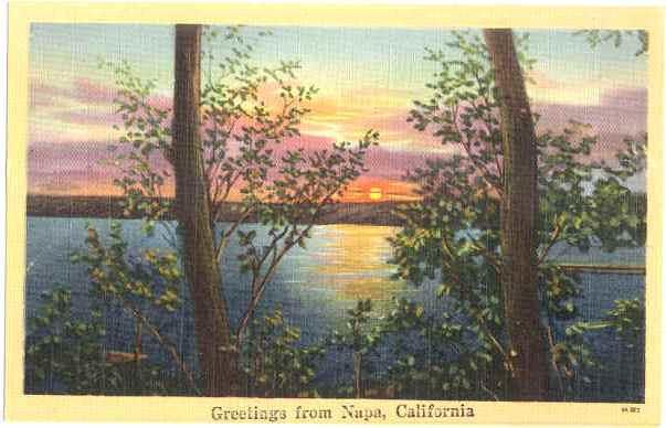 Scene Greetings from Napa, California, CA, Linen