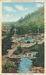 Denver Colorado~South Boulder Creek & Swimming Pool~1919 Elevated View POSTCARD