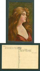 Germany. Vintage Postcard. Lady  I Think Of You .Degi +_ 1920