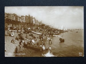 Sussex BRIGHTON BEACH Excellent Animated Beach Scene c1906 RP Postcard by E.A.S.