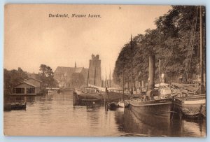 Holland Netherlands Postcard Dordrecht New Port c1910 Antique Unposted