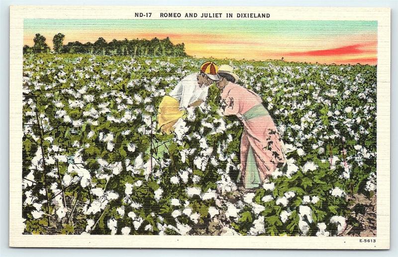 Postcard African Americana Romeo Juliet Dixieland Black Man Woman Cotton B35