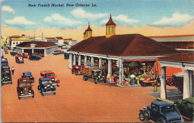 New French Market New Orleans Louisiana Linen Postcard C142