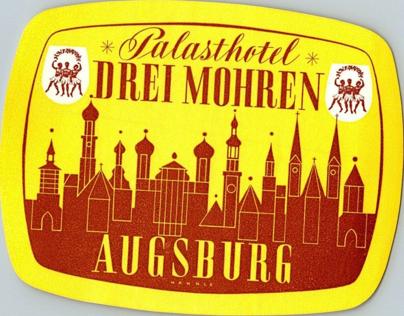 Germany Augsburg Palasthotel drei Mohren Vintage Luggage Label sk4850