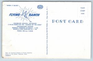 Postcard CO Colorado Springs Flying W Ranch Chuckwagon Suppers Interior '50s N13