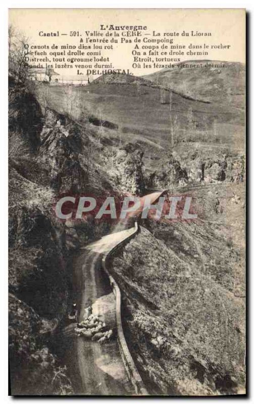 Old Postcard Auvergne Vallee de la Cere Road Lioran