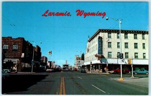 LARAMIE, Wyoming WY  3rd & Green STREET SCENE Business District 1973  Postcard