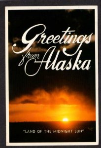 AK Greetings From Alaska Sunset Midnight Sun Postcard