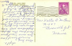 Newport Vermont 1963 Postcard Main Street Cars Montgomery Ward Department Store