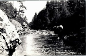 RPPC Horse Race Rapids, Iron Mountain MI Vintage Postcard O34