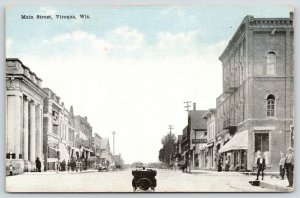 Viroqua Wisconsin~Main Street Bank~Basement Barber Shop~Drug Store~Auto~c1910