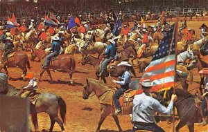 Texas Cowboys Cowgirls Rodeo Grand Entry Fort Worth Texas 1965 postcard