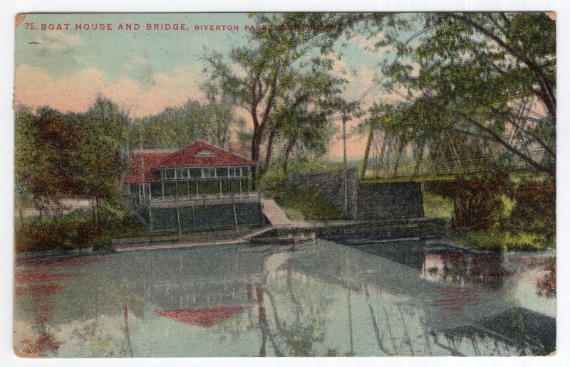 Portland, Me, Boat House and Bridge, Riverton Park