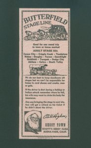 Butterfield Stage Lines Adult Stage 50¢ Ghost Town Knott's Berry Farm Ticket