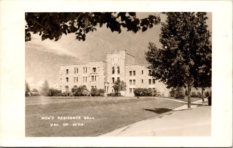 Real Photo Postcard Men's Residence Hall at University of Wyoming, Laramie