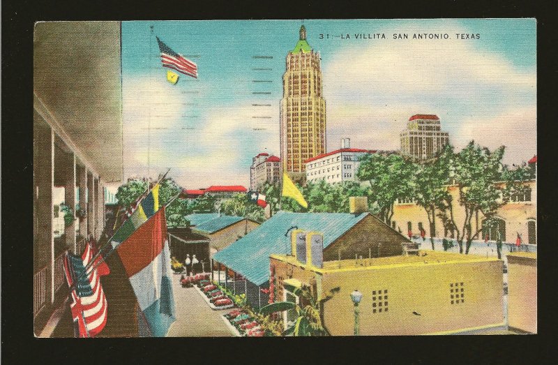 USA Postmark 1953 San Antonio TX La Villita San Antonio Texas Linen Postcard