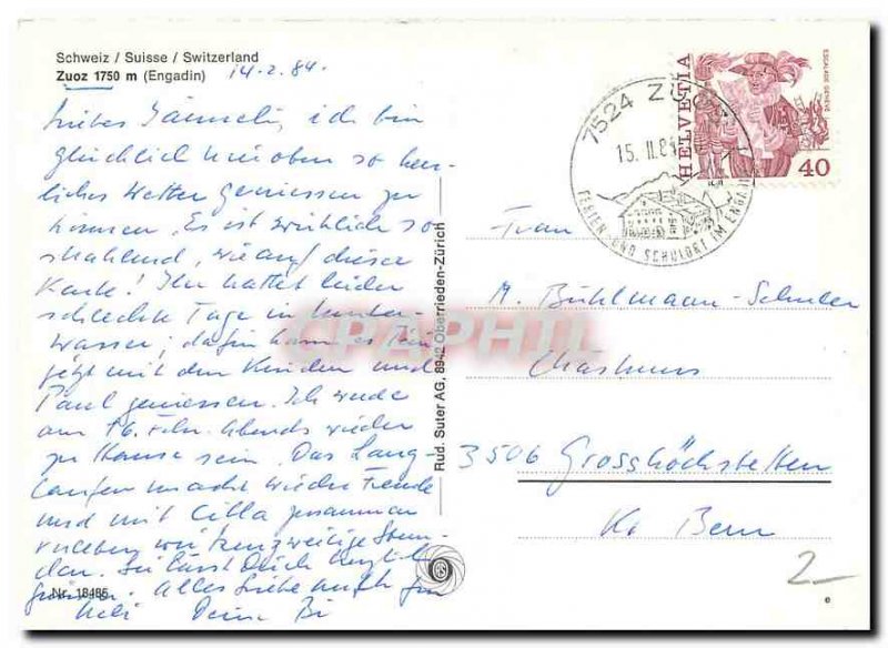 Postcard Modern Zuoz Engadin