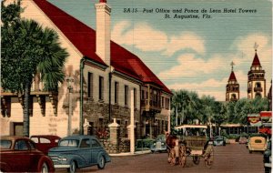 St Augustine Florida SA-15 Post Office Ponce de Leon Hotel Towers Postcard