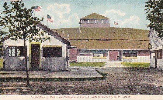 New York Port Gratiot Candy Stands Belt Line Station And The Old Bostock Buil...