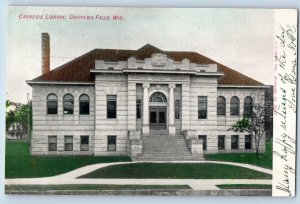 Chippewa Falls Wisconsin Postcard Carnegie Library Exterior View Building c1911