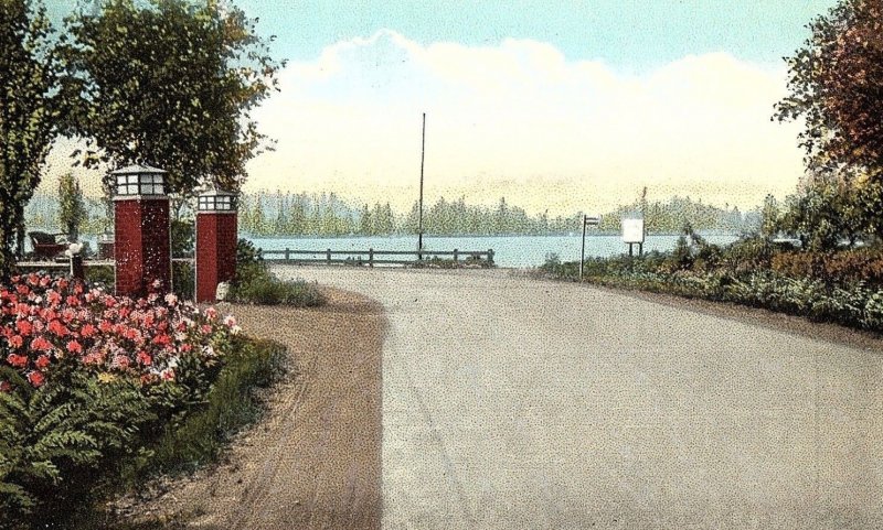 Vintage Passing Silver Lake on The Pacific Highway, CA. Postcard P132