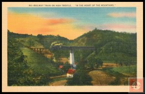 Railway Train on High Trestle,  In The Heart of the Mountains