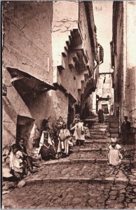 Algeria Constantine Une rue Arabe Vintage Postcard C145