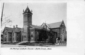 St Phillip's Catholic Church Battle Creek Michigan 1910c postcard
