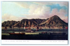 c1910 Boat Hills Scene Victoria Hongkong from City Hall Gallery Postcard