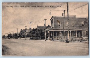 River Rouge Michigan MI Postcard Looking North From Great Lakes Avenue c1910s