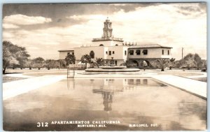 RPPC  MONTERREY, N.L. Mexico APARTAMIENTOS CALIFORNIA Pool c1940s Lopez Postcard