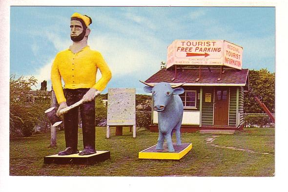 Paul Bunyan and Blue Ox Babe, Statues, Blind River, Ontario, 