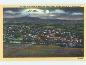 Unused Linen AERIAL VIEW AT NIGHT Sevierville Tennessee TN Q9043