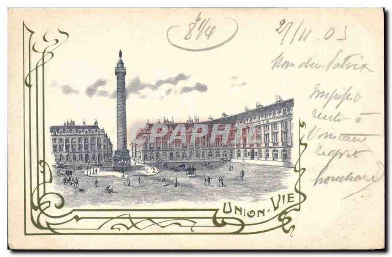 Postcard Old Union Life Insurance Plaec Vendome Paris