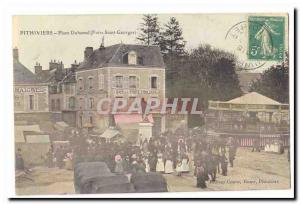 Pithiviers Old Postcard Place Duhamel (Fair Saint Georges) (manege kiosk) (tr...