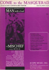 Come To The Masquerade Mischief Musical Rare XL Sheet Music