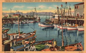 Vintage Postcard Fishing Fleet Fisherman's Wharf Boats San Francisco California